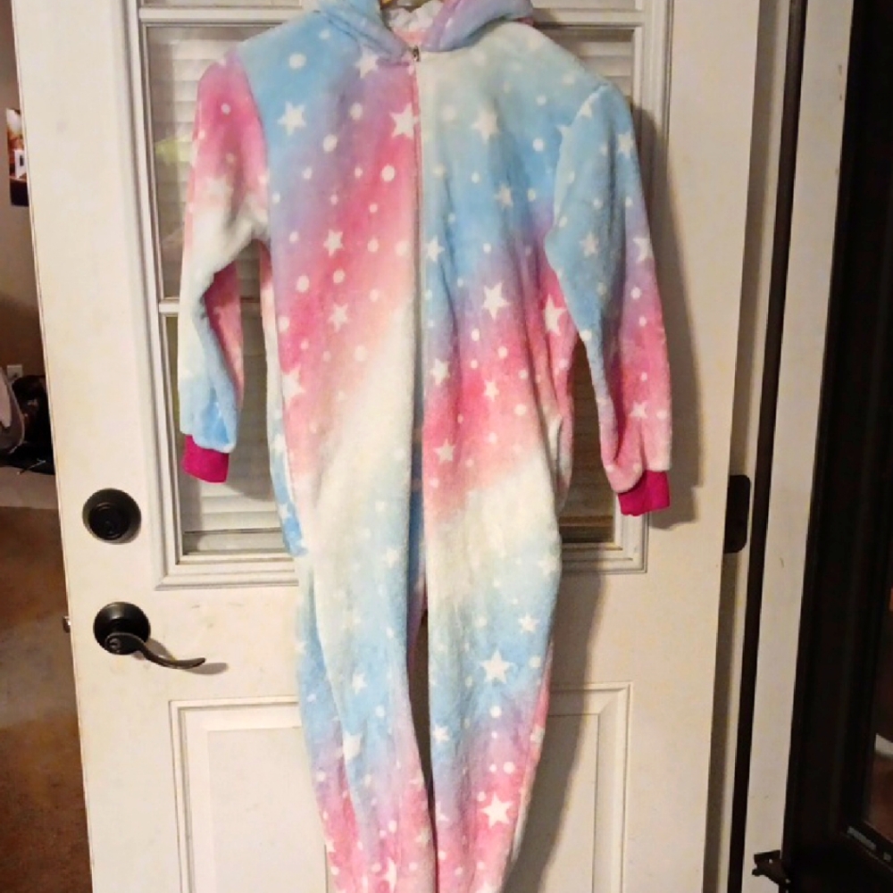 Kids Starry Sky One Piece Unicorn Pajama With Tail